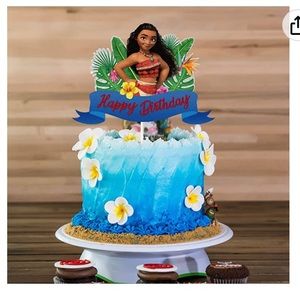 Glitter Moana Happy Birthday Cake Topper, Ocean Princess Theme Birthday
